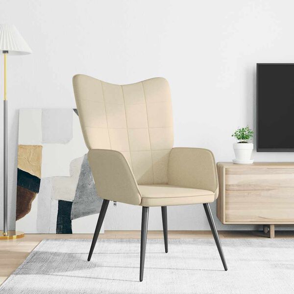 vidaXL Relaxstoel stof cr&egrave;mekleurig