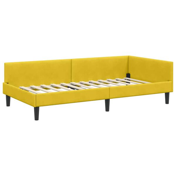 vidaXL Hoekbedframe met hoofdeinde Geel 100 cm x 200 cm Fluweel