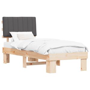 vidaXL Bedframe met Gevoerd Hoofdgedeelte Donkergrijs 75 x 190 cm