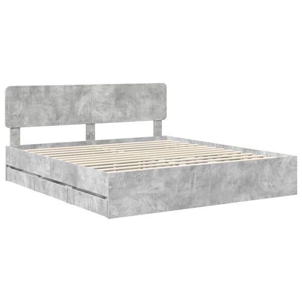 vidaXL Bedframe met lade Beton Grijs 180 x 200 cm Geconstrueerd hout