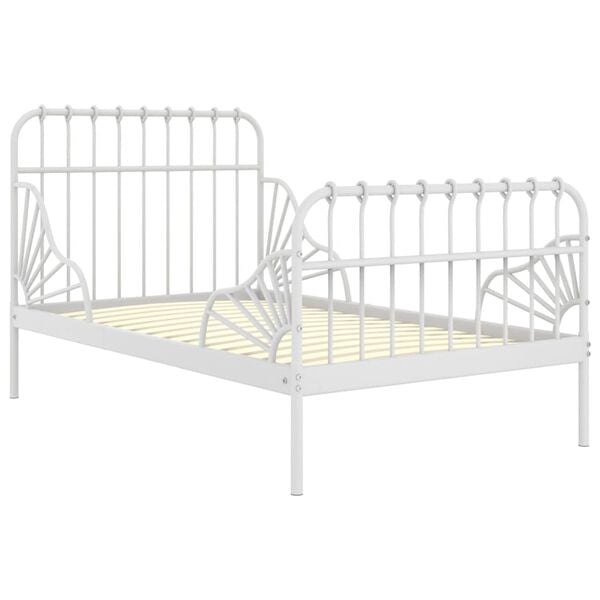 vidaXL Bedframe verlengbaar metaal wit 80x130/200 cm