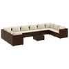 vidaXL 11-delige Loungeset met kussens poly rattan bruin