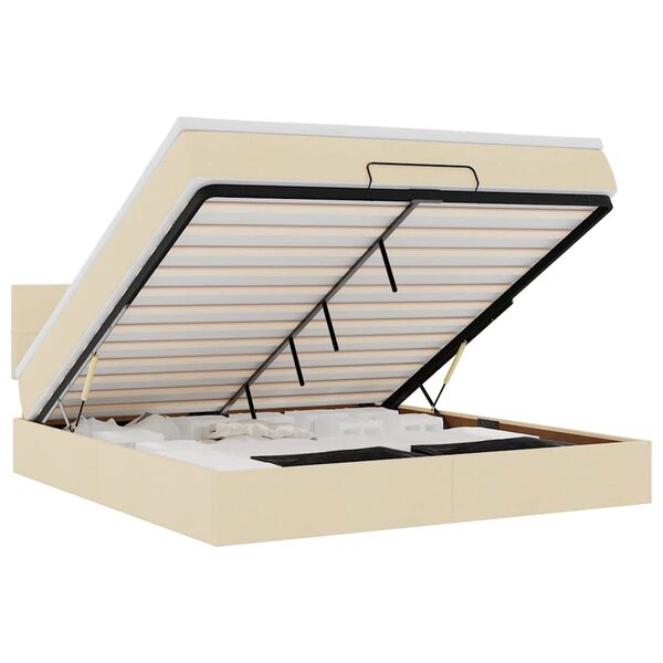 vidaXL Ottoman bed met matras 160x200cm stof crèmekleurig