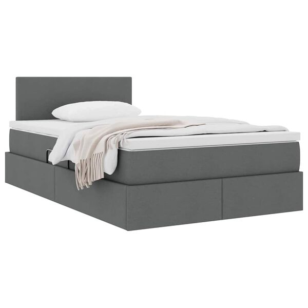 vidaXL Opbergbed met matras Donkergrijs 120 x 190 cm Bewerkt hout