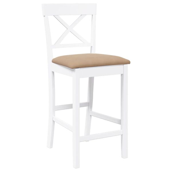 vidaXL Barkrukken met kussens 2 stuks wit massief hout rubber