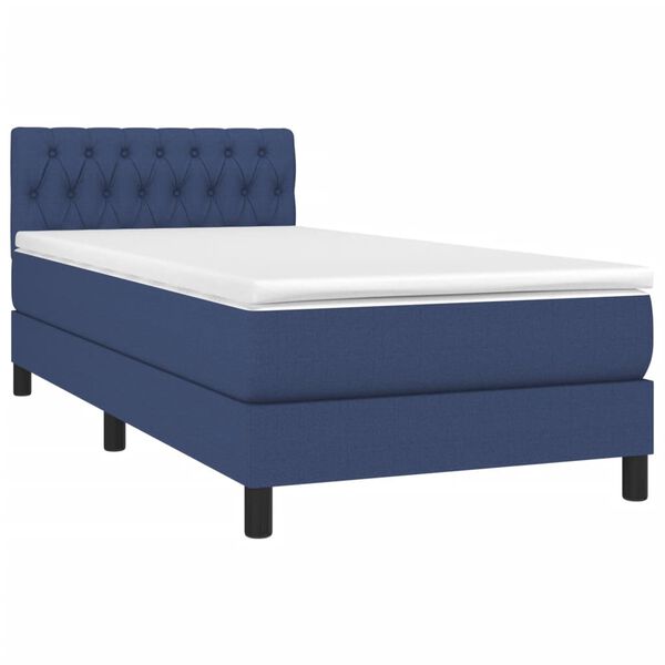 vidaXL Boxspring met matras en LED stof blauw 100x200 cm
