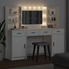vidaXL Toilettafel Set met LED -striplichten 3 pcs Wit Bewerkt hout
