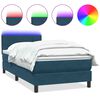 vidaXL Boxspring met matras en LED fluweel donkerblauw 100x220 cm