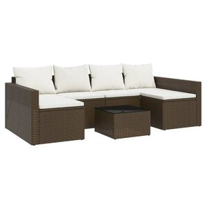 vidaXL 2-delige Loungeset met kussens poly rattan bruin