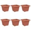 vidaXL Vierkante Bloempot 6 st Baksteenrood 38 x 38 x 30 cm Kunststof