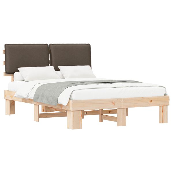 vidaXL Bedframe met Gevoerd Hoofdgedeelte Taupe 160 x 200 cm