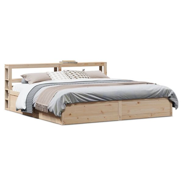 vidaXL Bedframe met hoofdbord massief grenenhout 180x200 cm