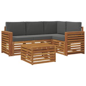 vidaXL Buiten bankenset met kussen 5 pcs Natuurlijk en Antraciet