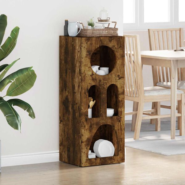 vidaXL Dressoir Gerookt eiken 40 x 35 x 100,5 cm Bewerkt hout