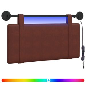 vidaXL Hangend hoofdbord Met LED-verlichting Glanzend Bruin Antiek PU