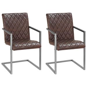 vidaXL Eetkamerstoelen 2 st echt leer bruin