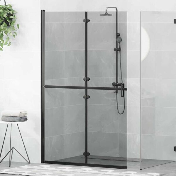vidaXL Inloop douche wand Zwart en donkertransparant 120 x 190 cm