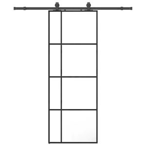 vidaXL Schuifdeur met beslagset 76x205 cm ESG glas zwart