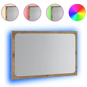 vidaXL Badkamerspiegel met LED 60x8,5x38 cm artisanaal eikenkleurig