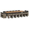 vidaXL 17-delige Tuinset met kussens poly rattan grijs