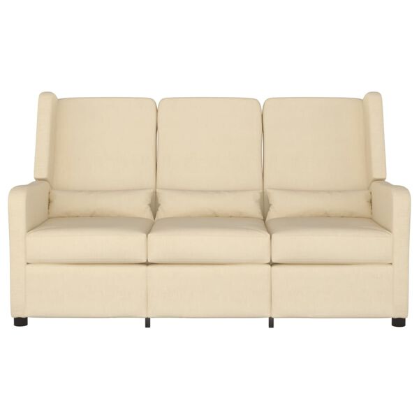 vidaXL Fauteuil 3-zits verstelbaar stof cr&egrave;mekleurig