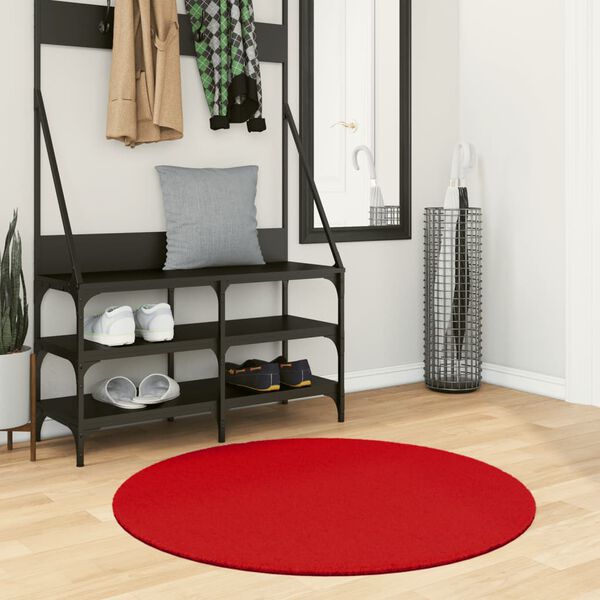 vidaXL Vloerkleed OVIEDO laagpolig &Oslash; 100 cm rood