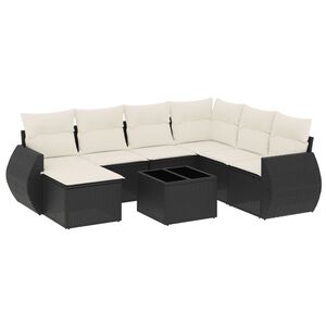 vidaXL 8-delige Loungeset met kussens poly rattan zwart