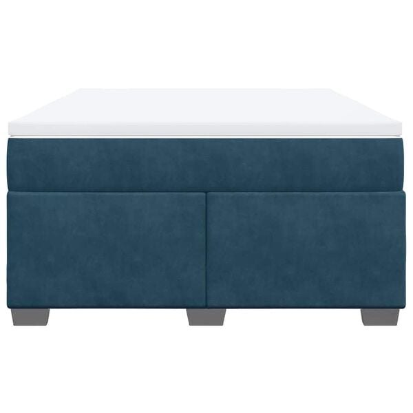 vidaXL Boxspring met matras fluweel donkerblauw 140x200 cm