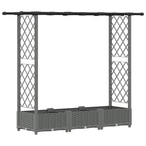 vidaXL Verhoogd Bed met Trellis en Dak Lichtgrijs 164 x 40 x 123 cm PP