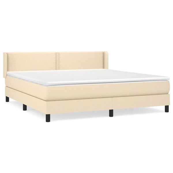 vidaXL Boxspring met matras stof cr&egrave;mekleurig 180x200 cm
