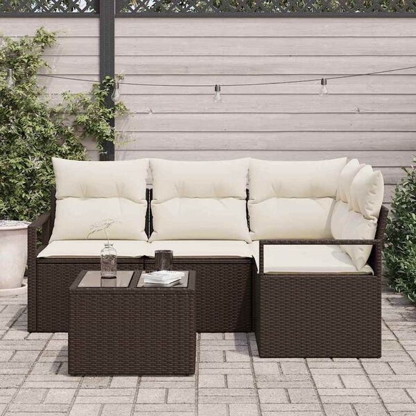 vidaXL Bankstel 5 pcs Bruin poly rattan