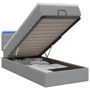 vidaXL Ottoman Bed met Matrassen en LED Lichtgrijs 80 x 200 cm Stof