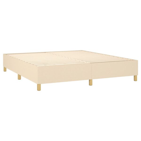 vidaXL Boxspring met matras stof cr&egrave;mekleurig 180x200 cm