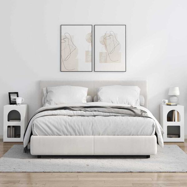 vidaXL Nachtkastje 2 pcs Wit 29,5 x 33,5 x 50 cm Bewerkt hout