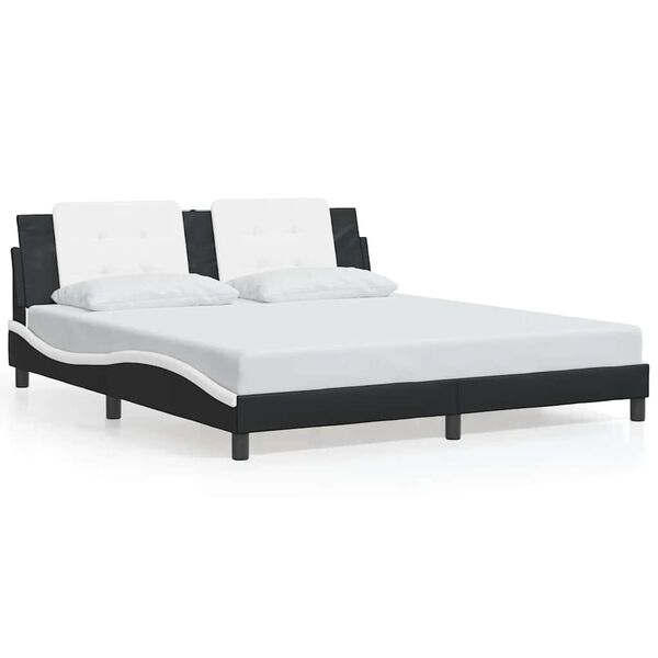 vidaXL Bedframe zonder matras "Zadar" kunstleer zwart en wit 180x200 cm