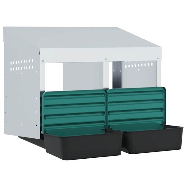 vidaXL Kippennestkast 2 compartimenten wandmontage gegalvaniseerd staal