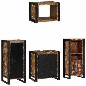 vidaXL Badkamermeubelset met lade 4 pcs Massief Gerecycled Hout