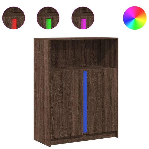 vidaXL Dressoir met LED 77x34x100 cm bewerkt hout bruin eikenkleur