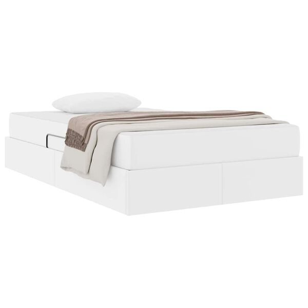 vidaXL Opslag bed met matras met matras met opslag 2 pcs Wit Leer