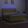 vidaXL Boxspring met matras en LED stof groen 180x200 cm