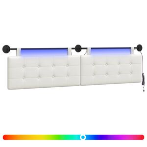 vidaXL Hangend hoofdbord Met LED-verlichting Wit Kunstleer