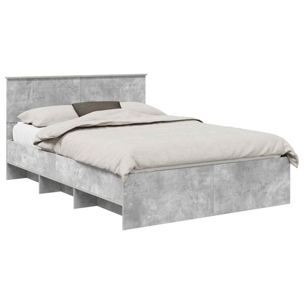 vidaXL Bedframe met hoofdeinde Beton Grijs 140 x 200 cm Bewerkt hout