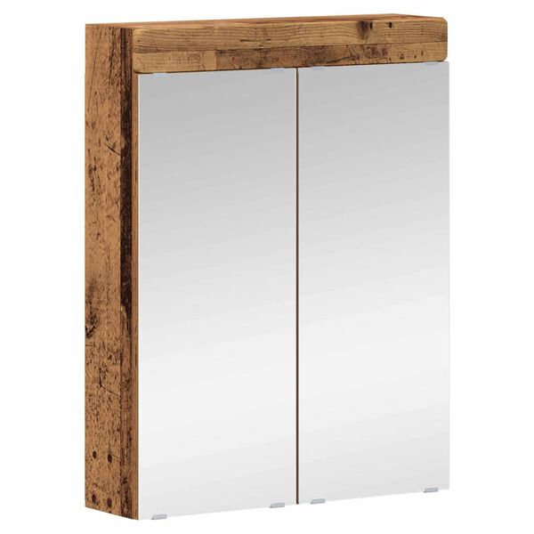 vidaXL Badkamer spiegelkast met plank TULUM Oudhout 60 x 16,5 x 78 cm