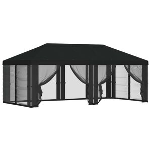 vidaXL Gazebo Hoes met Zijwanden Zwart 600,5 x 300,5 cm Polyester