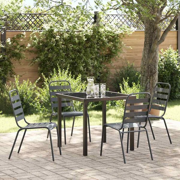 vidaXL Tuin eettafelset 5 pcs Antraciet Gepoedercoat staal