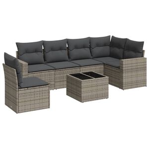 vidaXL 7-delige Loungeset met kussens poly rattan grijs
