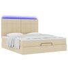 vidaXL Ottoman bed met matras en LED's 160x200cm stof cr&egrave;mekleurig