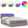 vidaXL Bed poef met matras en LED's 140x200 cm stof taupe