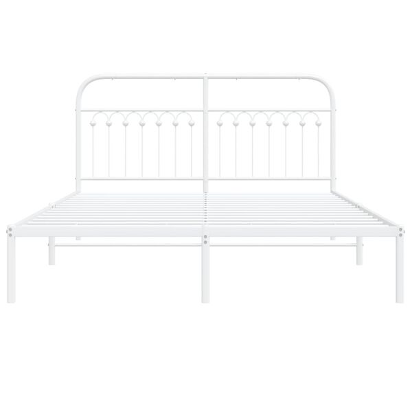 vidaXL Bedframe met hoofdbord metaal wit 160x200 cm