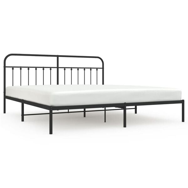vidaXL Bedframe met hoofdbord metaal zwart 200x200 cm